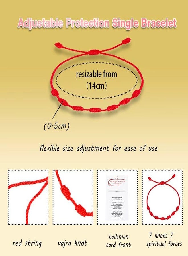 WENGIFT Destination Christmas Red String of Fate 7 Knots Couples Bracelets - Meaningful Matching Bracelets & Protective Amulet Gift for Anniversary, Valentine, Long Distance Love, His and Hers - Image 2